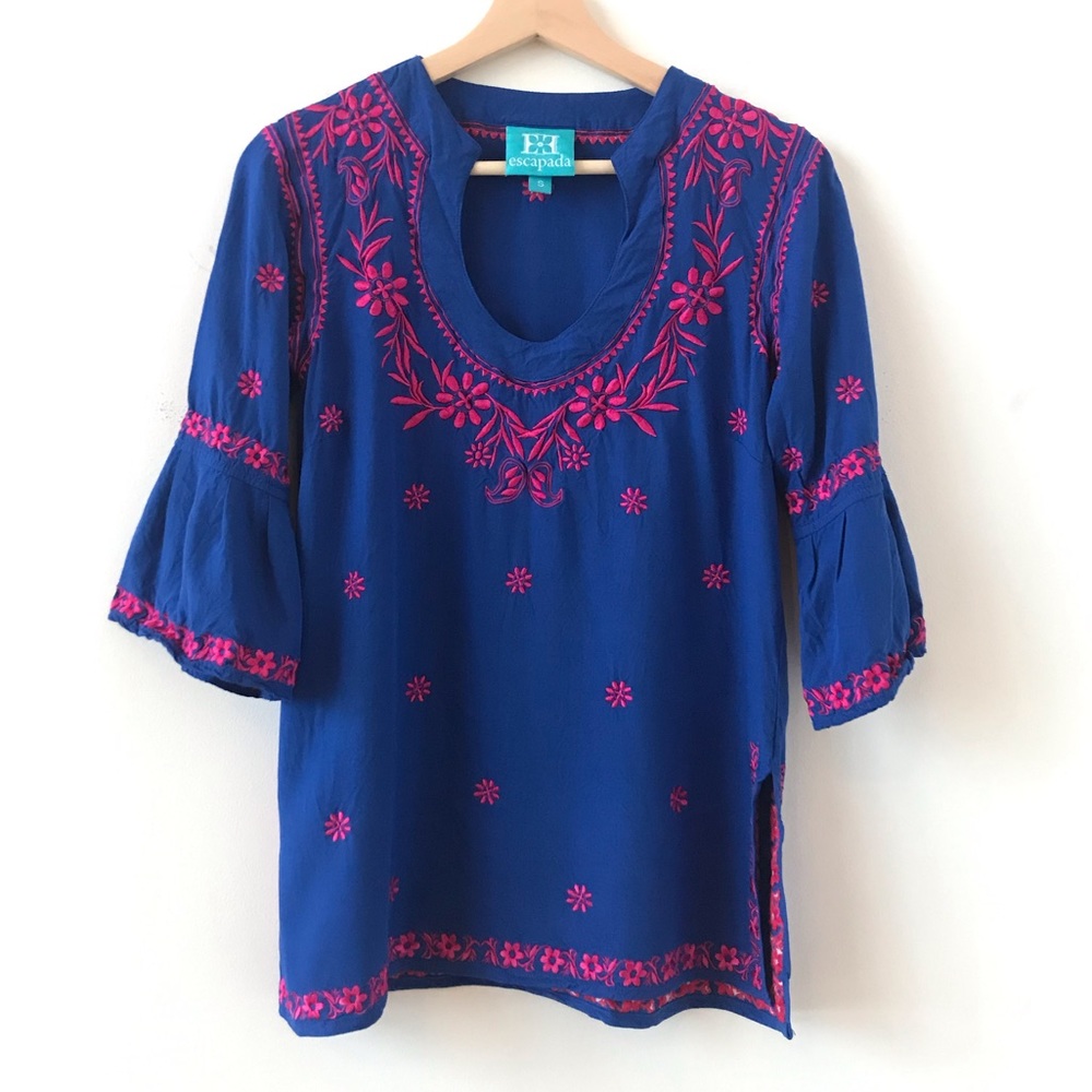 Escapada cobalt blue and hot pink tunic